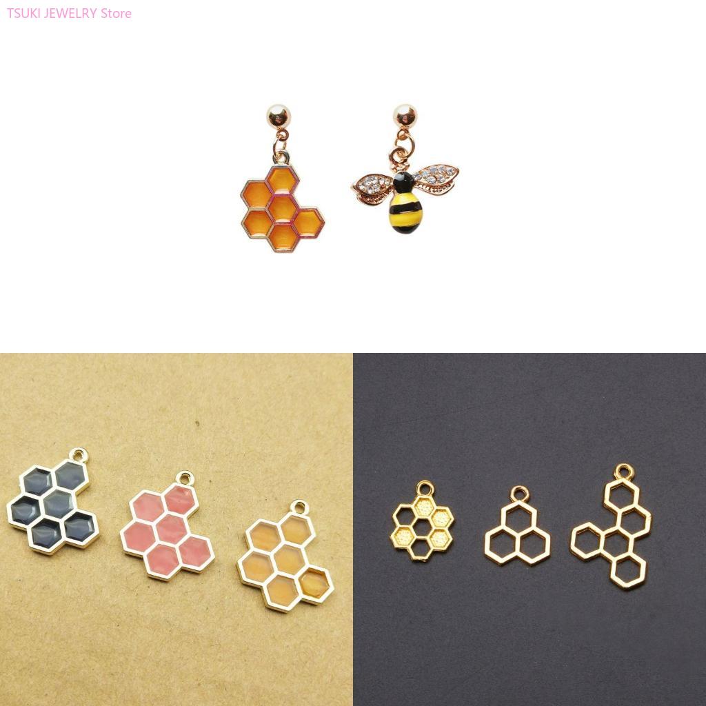 Bezels Set Pendant - 62KE 10x/Set Gold Honeycomb Blank Frame