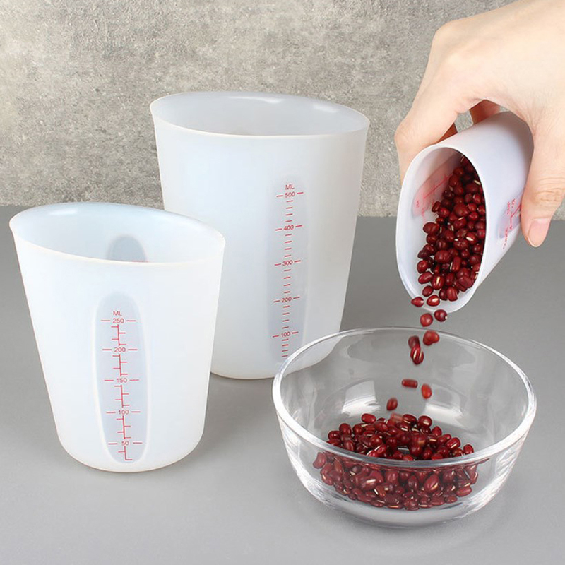 Mixing Cup Silicone - 125/250/500ml Silicone Measuring Cup Tools With