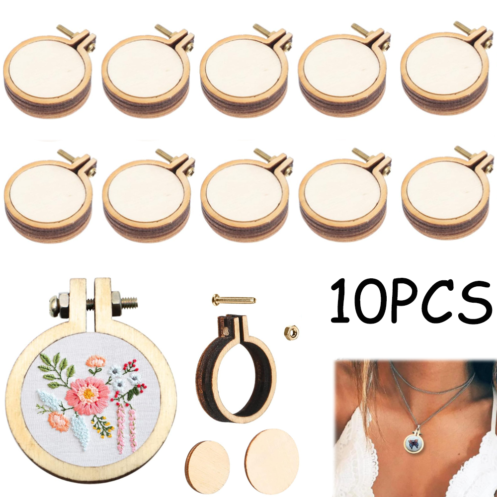 Wood Ring Blank - 10Pcs/Set Wooden Mini Embroidery Hoop Ring