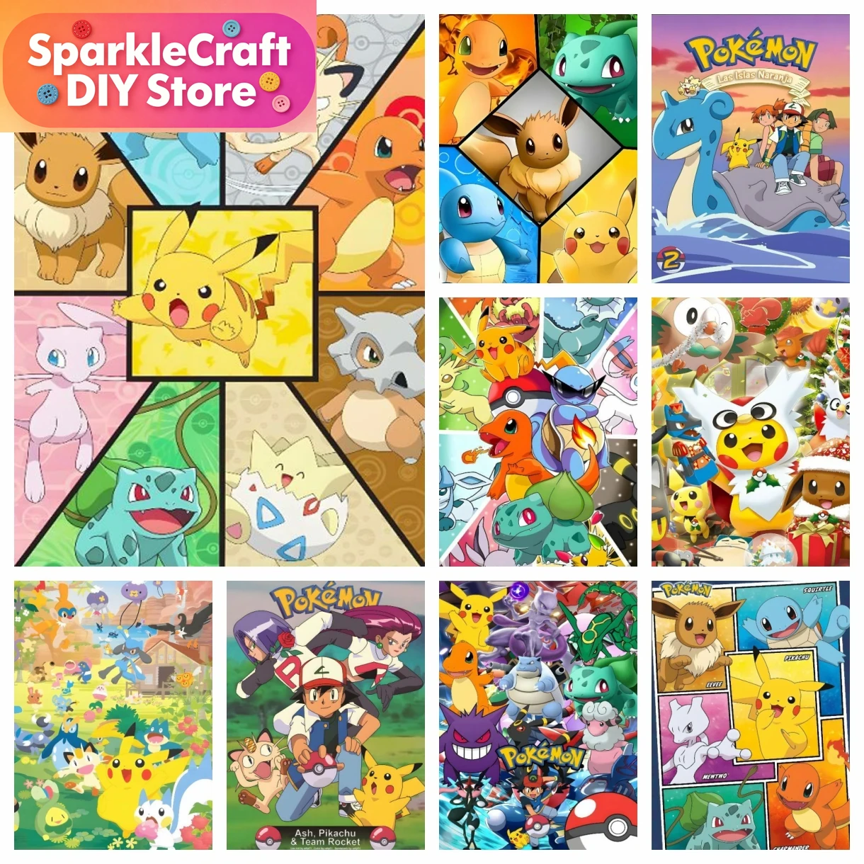 Resin Craft Kit - 1pc frameless Cartoon Pokemon Anime Diamond