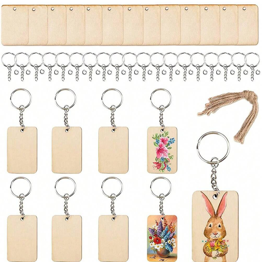 60pcs Blank Wooden Key Chains  - Wood Ring Blank review and price