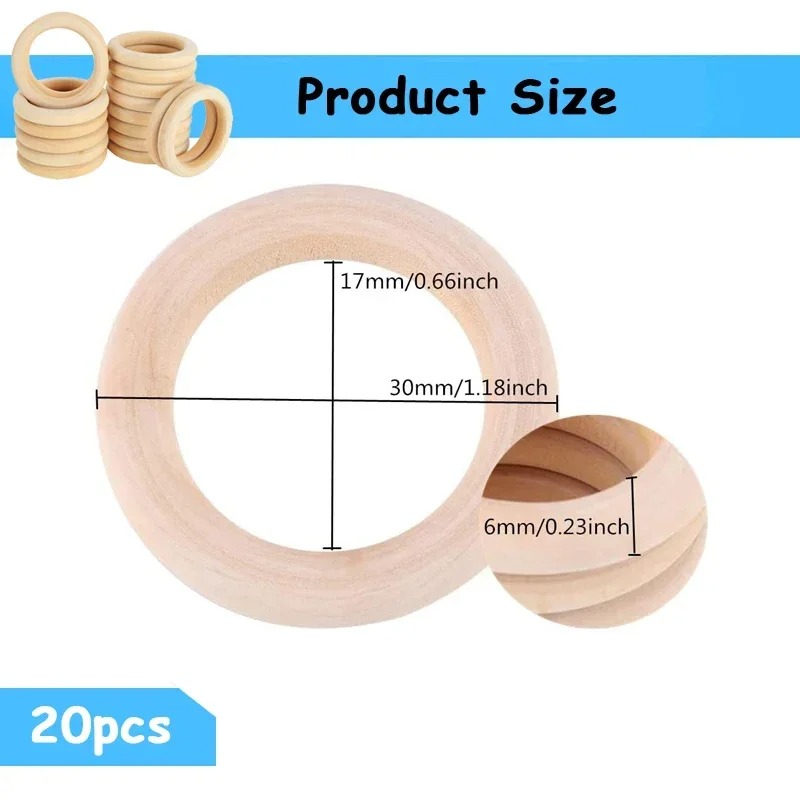 20pcs 30mm Unfinished Smooth W - Wood Ring Blank review and price