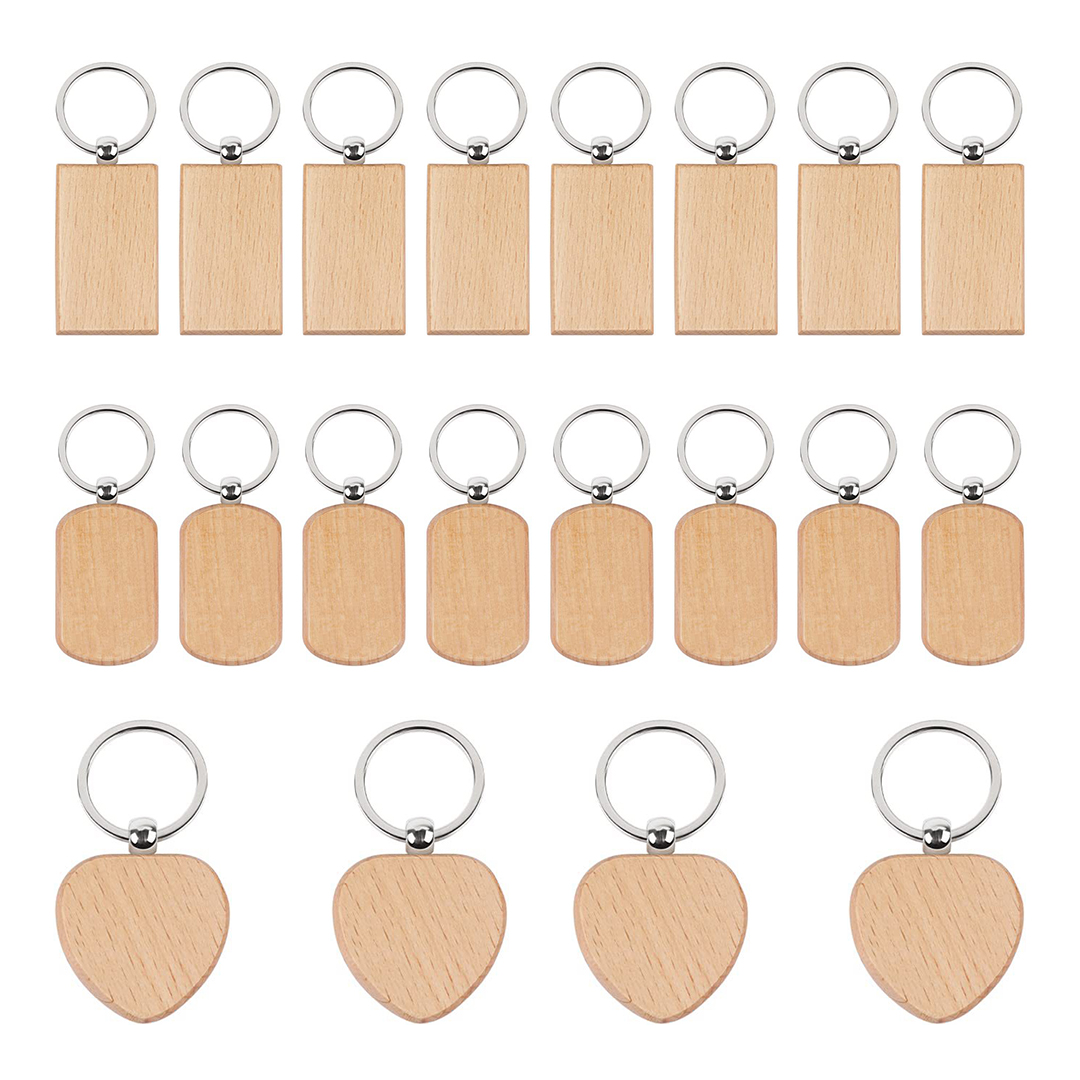 20PCS Unfinished Wood Keychain - Wood Ring Blank review and price