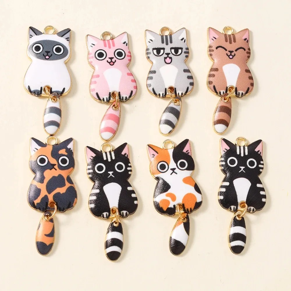 10Pcs 16×39mm Cute Cartoon Cat - Resin Craft Supplies review and price
