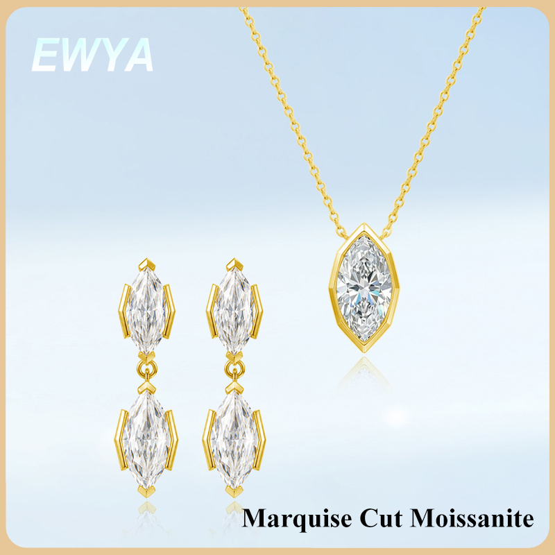 EWYA 3CT Marquise Cut Moissani - Bezels Set Pendant review and price