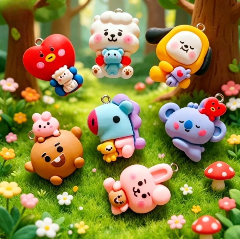 7pcs BT21 Resin Cartoon Charm  - Resin Craft Supplies review and price