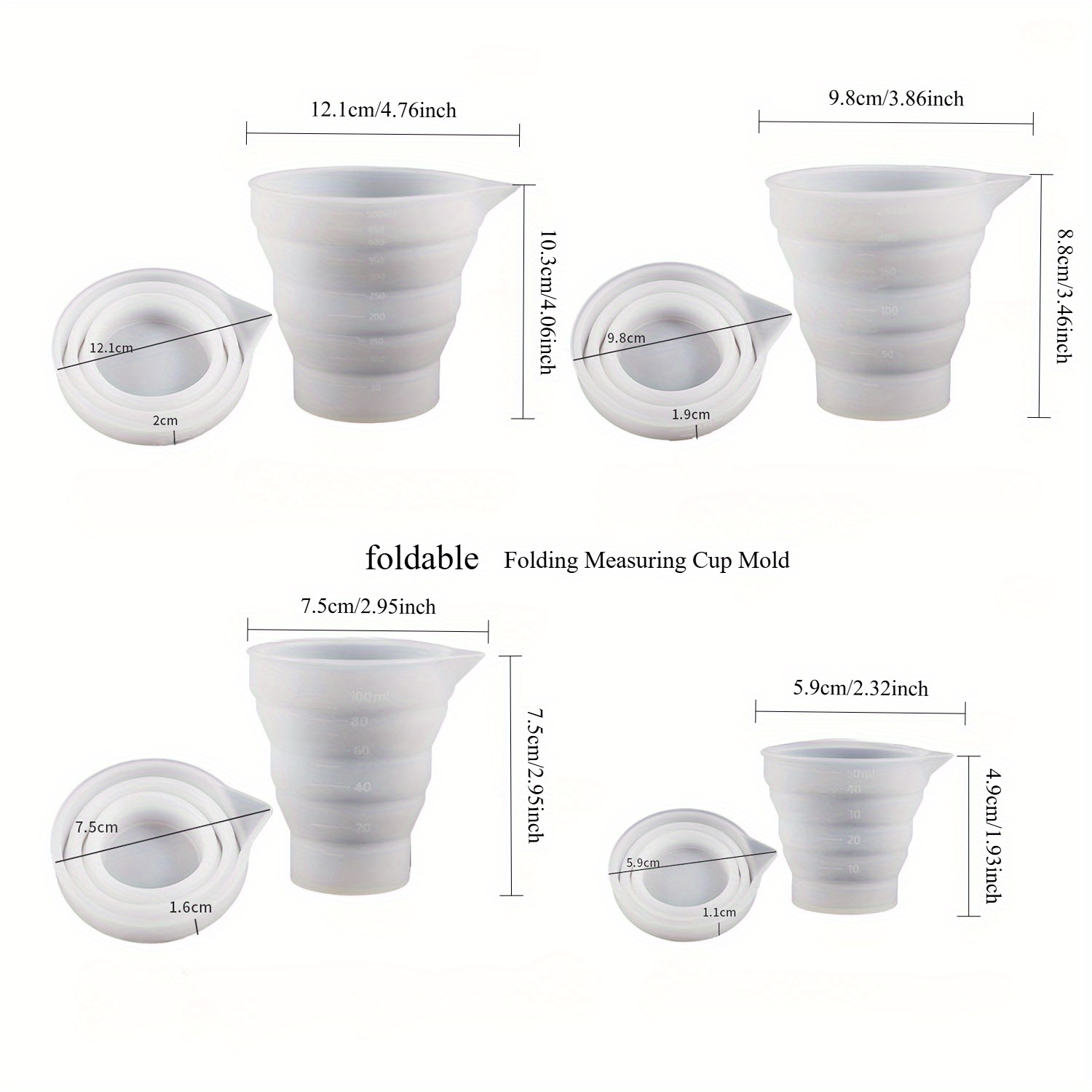 50-500ml Foldable Silicone Mea - Mixing Cup Silicone review and price
