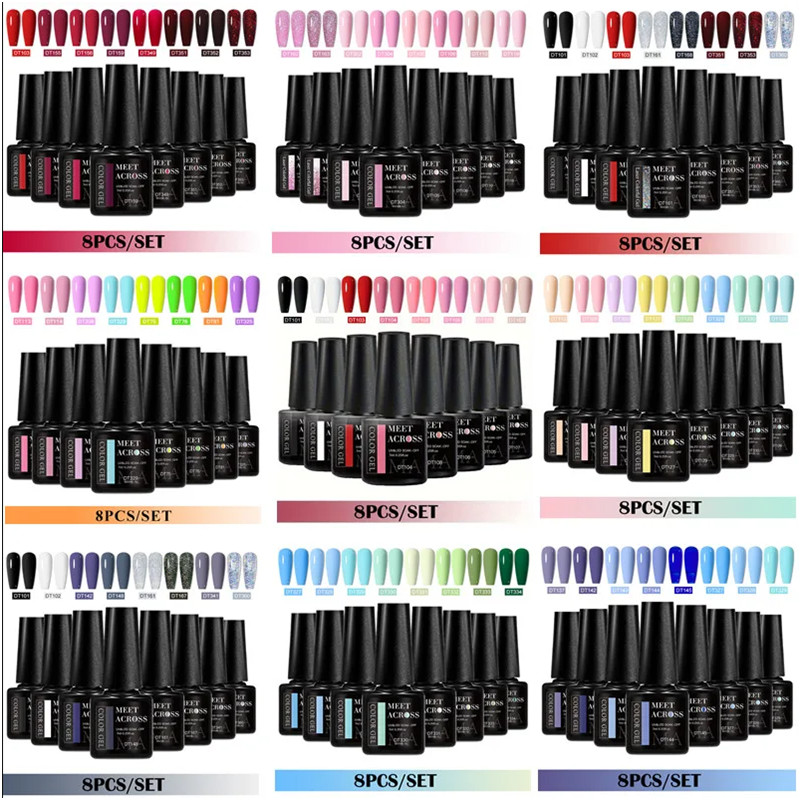 8pcs Gel Nail Polish Set HEMA  - Resin Glitter Pack review and price